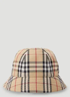 Men Burberry Hats^Signature Check Bucket Hat