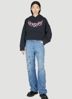 Slashed Wide-Leg Jeans>Versace