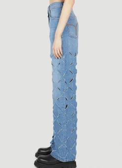 Slashed Wide-Leg Jeans></noscript>Versace
