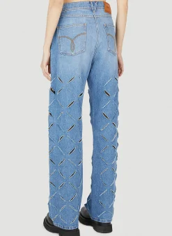 Slashed Wide-Leg Jeans></noscript>Versace