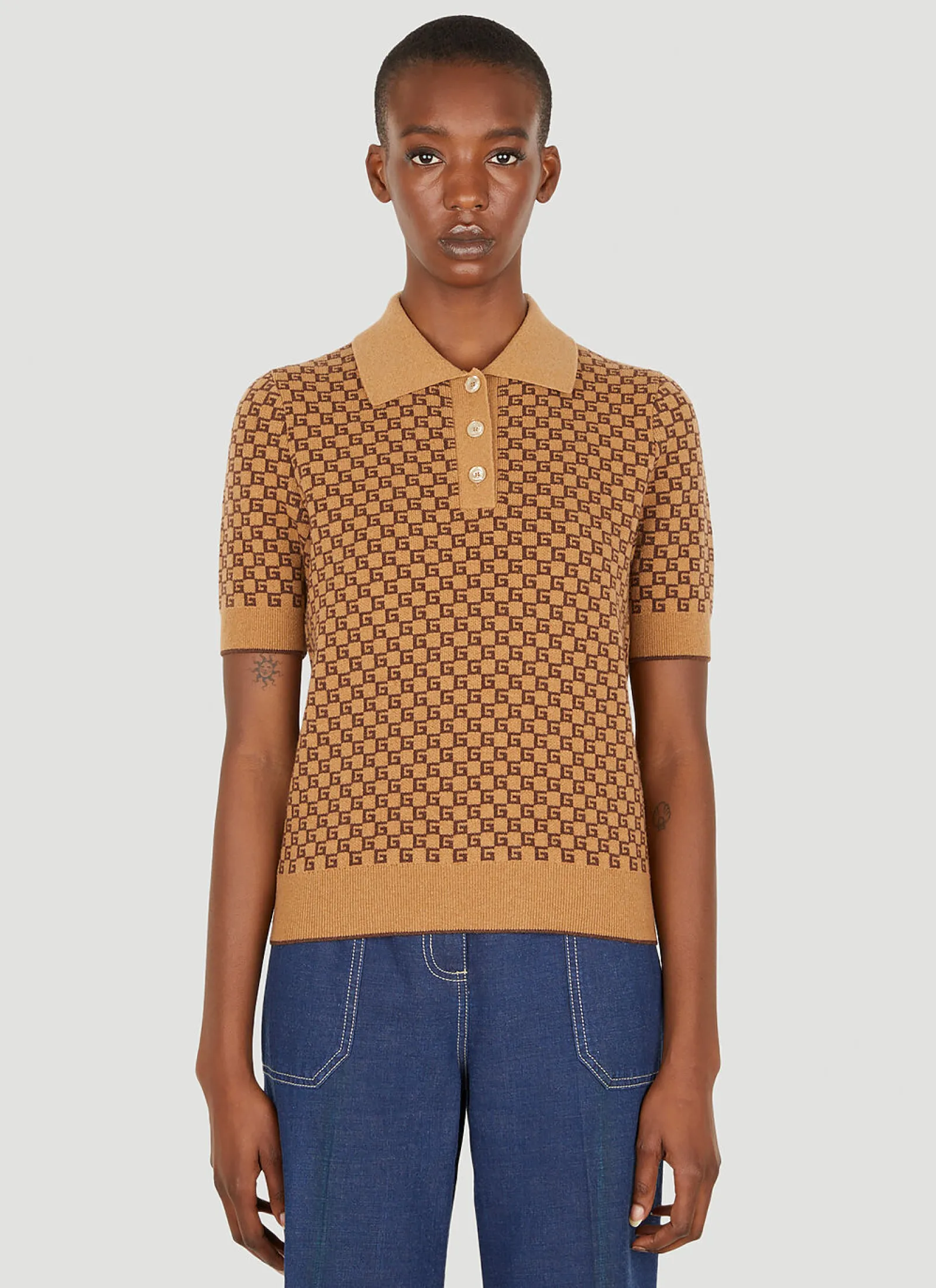 Square G Knit Polo Shirt>Gucci New