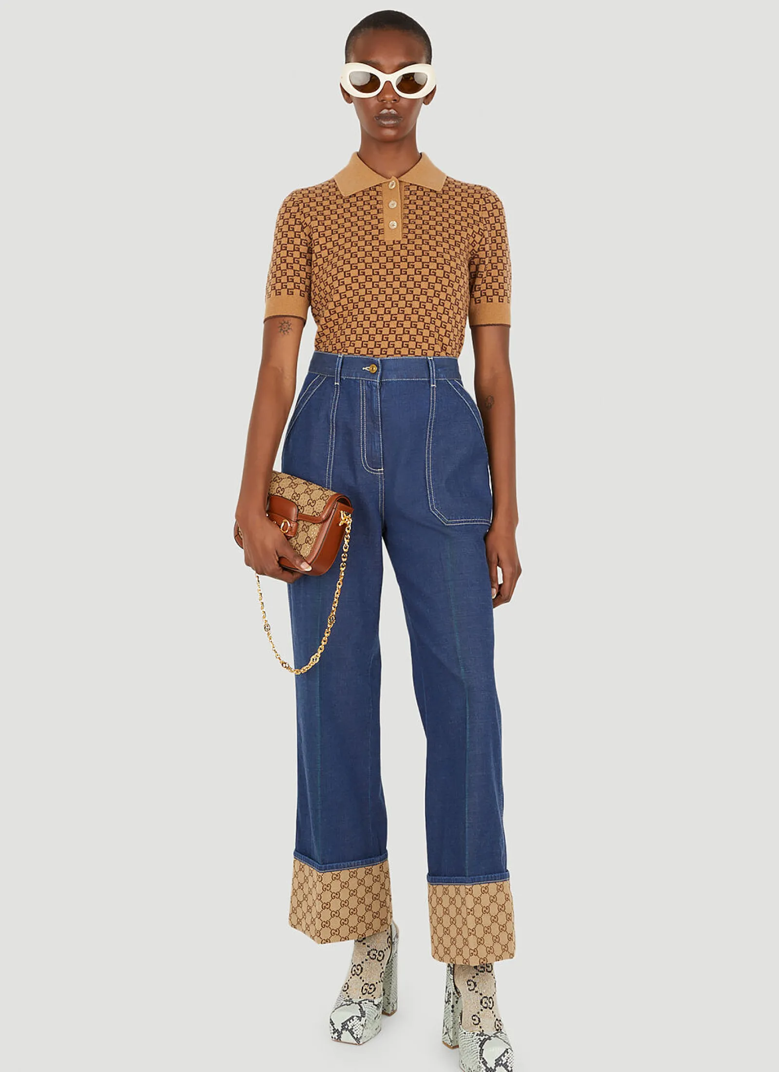 Square G Knit Polo Shirt>Gucci New