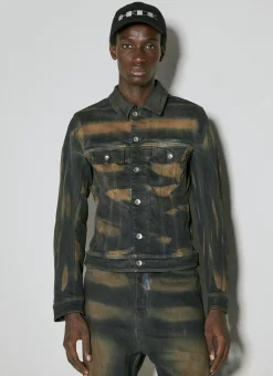 Men Rick Owens DRKSHDW Jackets^Stained Denim Trucket Jacket