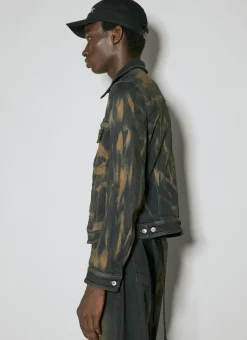 Men Rick Owens DRKSHDW Jackets^Stained Denim Trucket Jacket