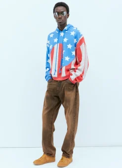 Men ERL Sweatshirts^Stars And Stripe Swirls Hooded Sweatshirt