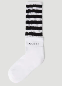 Men Gucci Socks^Striped Logo Socks