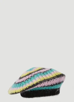 Men GANNI Hats^Striped Mohair Beret