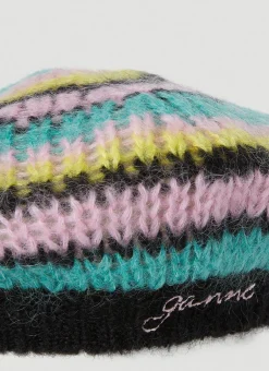 Men GANNI Hats^Striped Mohair Beret