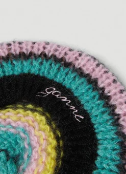 Men GANNI Hats^Striped Mohair Beret