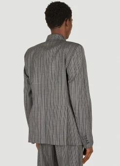 Striped Tailored Blazer><noscript><img width=