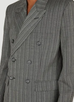 Striped Tailored Blazer><noscript><img width=