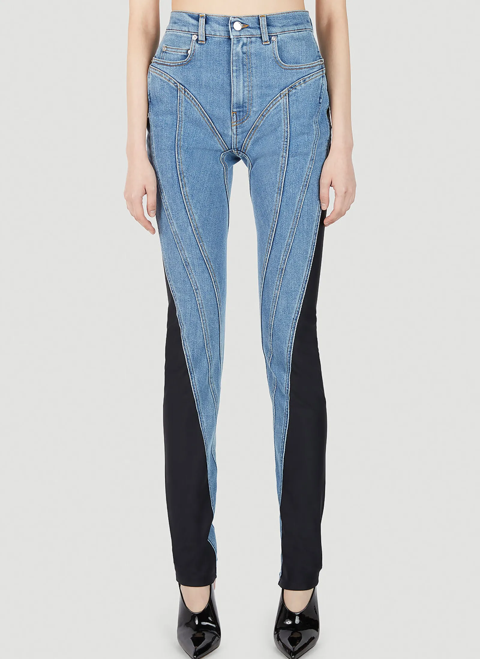 Structured Contrast Panel Jeans>Mugler Clearance