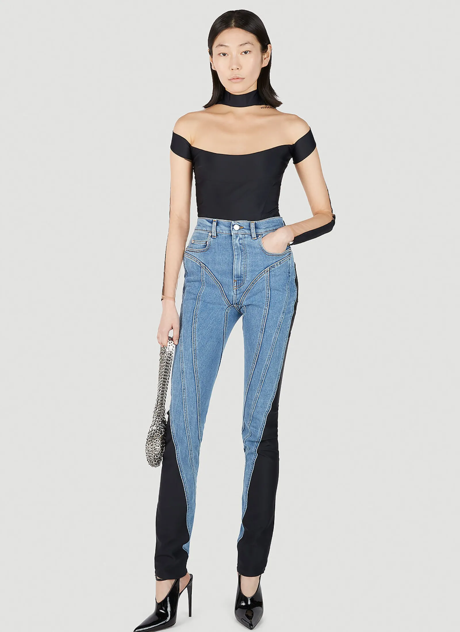 Structured Contrast Panel Jeans>Mugler Clearance