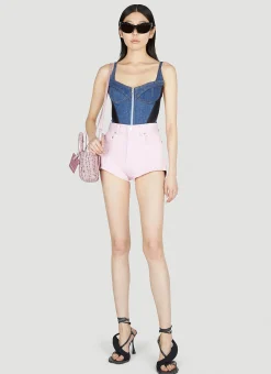 Structured Contrast Panel Denim Shorts>Mugler Best