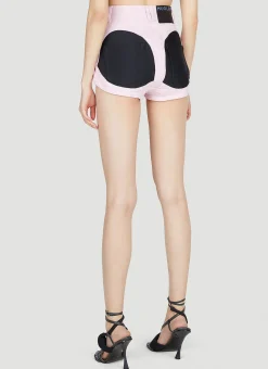 Structured Contrast Panel Denim Shorts><noscript><img width=