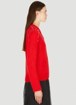 Stud Trim Sweater><noscript><img width=