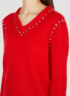 Stud Trim Sweater><noscript><img width=