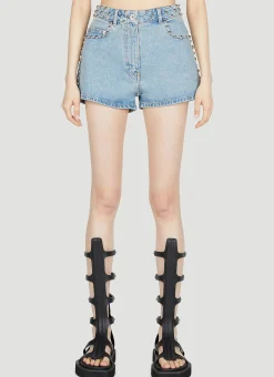 Studded Denim Shorts>Paco Rabanne Online