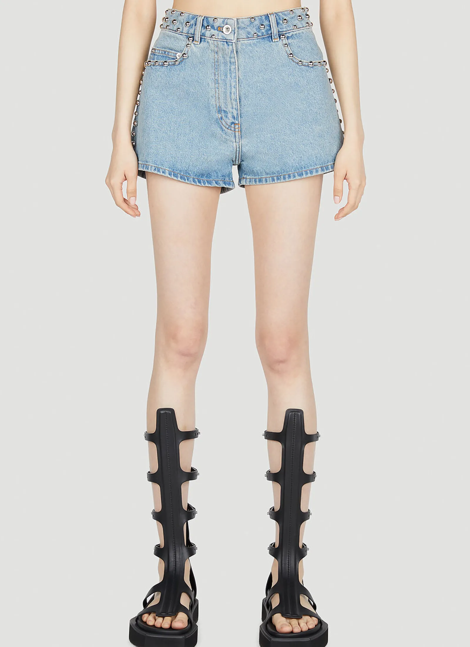 Studded Denim Shorts>Paco Rabanne Online
