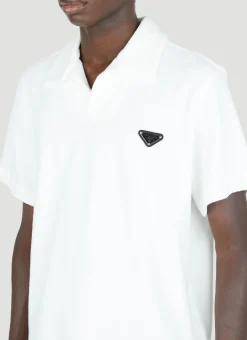 Men Prada Polo Shirts^Terry-Cloth Logo Patch Polo Shirt