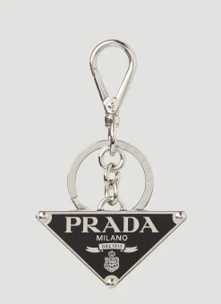 Men Prada Keyrings^Triangle Logo Plaque Keyring