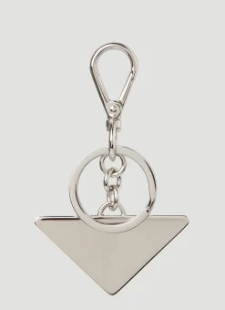 Men Prada Keyrings^Triangle Logo Plaque Keyring