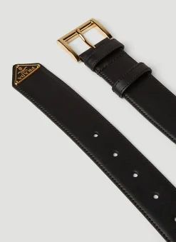 Men Prada Belts^Triangle Plaque City Belt