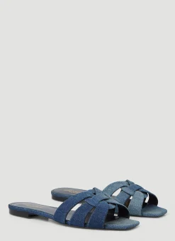 Tribute Denim Sandals>Saint Laurent Online