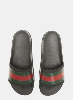 Men Gucci Slides^Tricolor Stripe Sandals