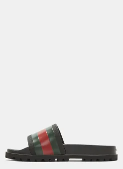Men Gucci Slides^Tricolor Stripe Sandals