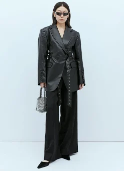 Triple Belt Faux Leather Blazer>Rokh Outlet