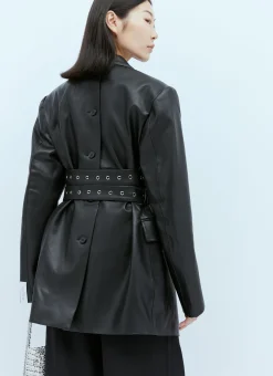 Triple Belt Faux Leather Blazer>Rokh Outlet