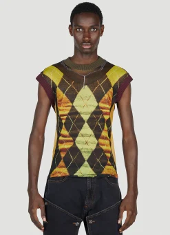 Men Y/Project x Jean Paul Gaultier Tops^Trompe L'Oeil Argyle Sweater Top