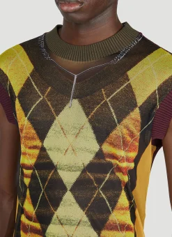Men Y/Project x Jean Paul Gaultier Tops^Trompe L'Oeil Argyle Sweater Top