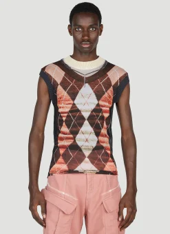 Men Y/Project x Jean Paul Gaultier Tops^Trompe L'Oeil Argyle Sweater Top