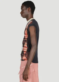 Men Y/Project x Jean Paul Gaultier Tops^Trompe L'Oeil Argyle Sweater Top