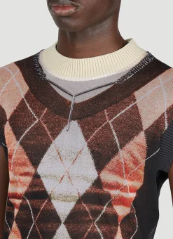 Men Y/Project x Jean Paul Gaultier Tops^Trompe L'Oeil Argyle Sweater Top