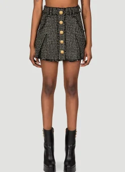 Tweed Pleated Mini Skirt>Balmain Hot