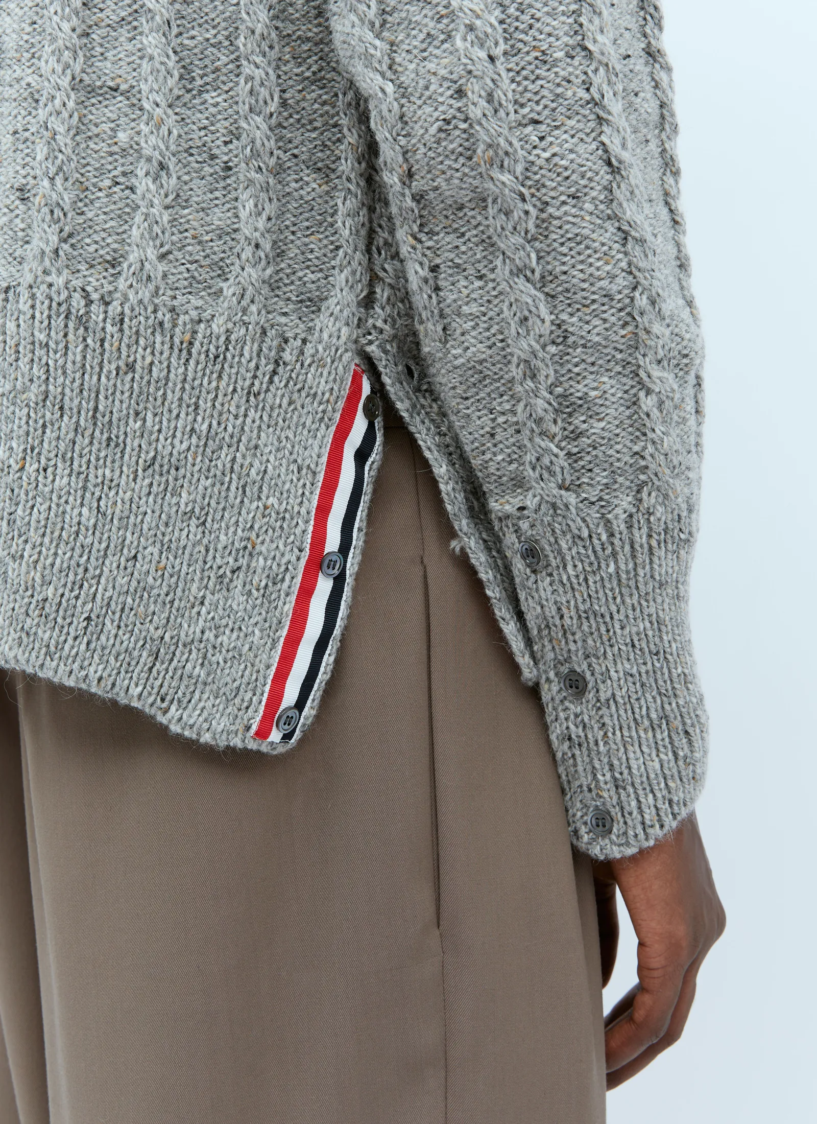 Men Thom Browne Knitwear^Twist Cable Knit Sweater With Four-Bar Strip