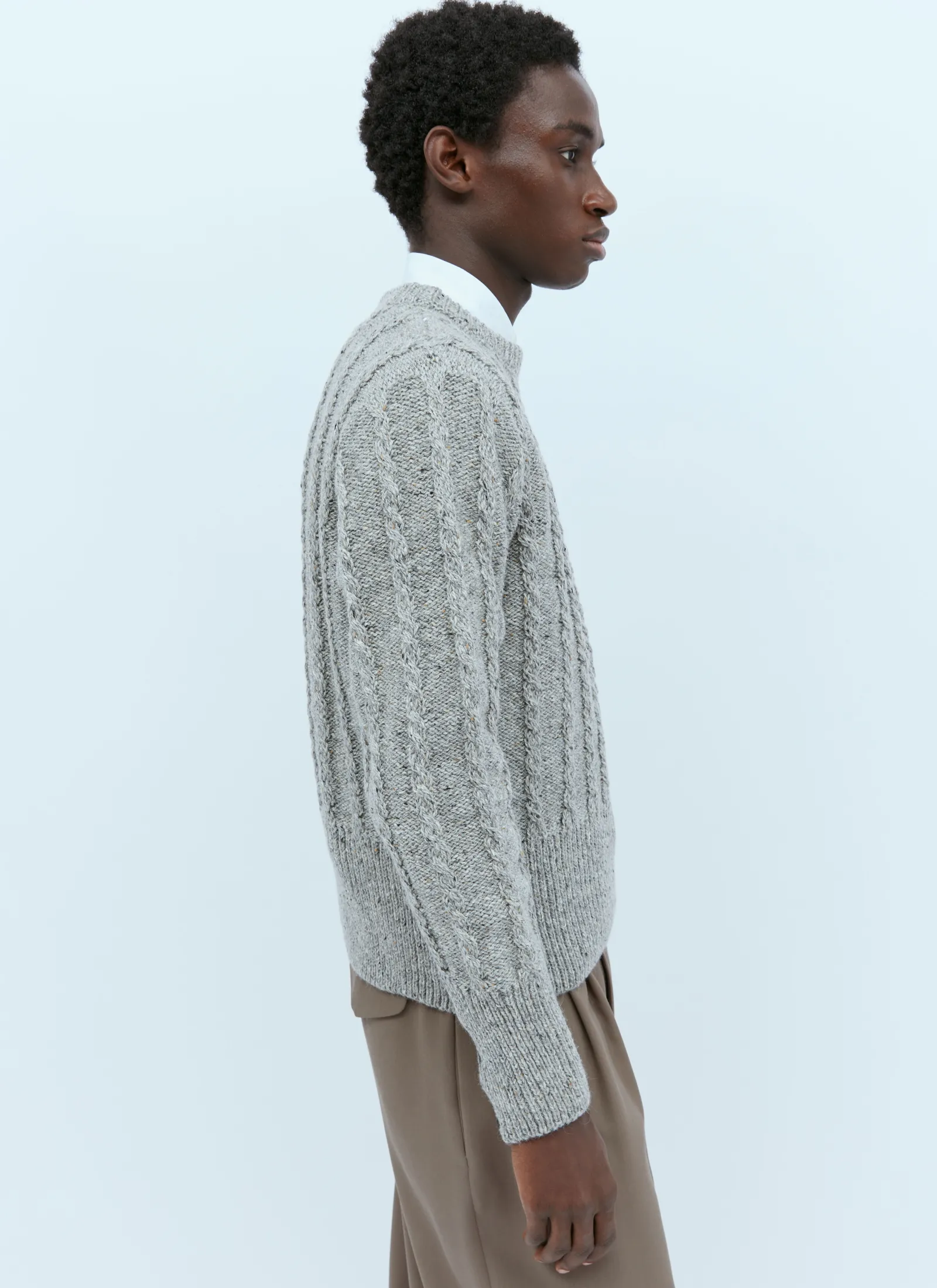 Men Thom Browne Knitwear^Twist Cable Knit Sweater With Four-Bar Strip