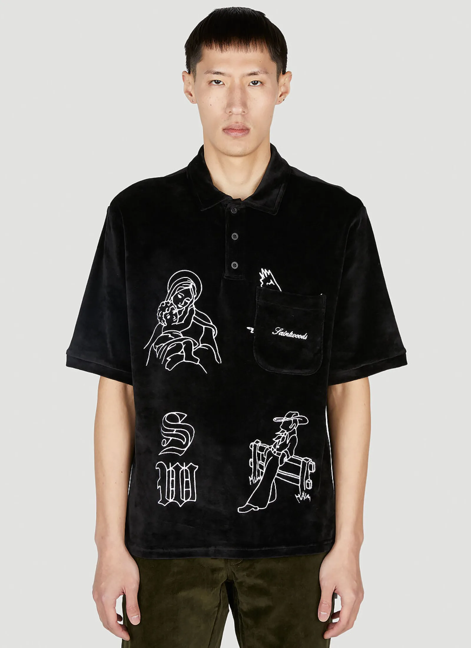 Men Saintwoods Polo Shirts^Velour Polo Top