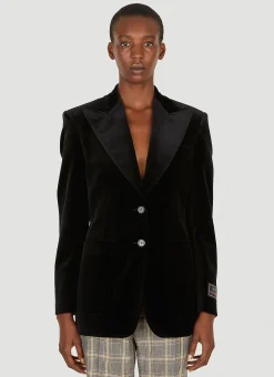 Velvet Single Breasted Blazer>Gucci Outlet