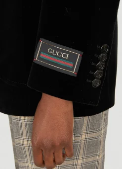 Velvet Single Breasted Blazer></noscript>Gucci Outlet