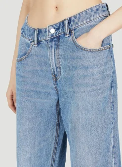 Washed Straight Leg Jeans><noscript><img width=