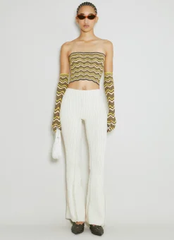 Wave Knit Bandeau Top With Glove Set><noscript><img width=