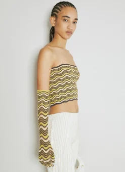Wave Knit Bandeau Top With Glove Set><noscript><img width=