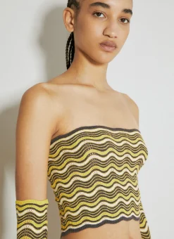 Wave Knit Bandeau Top With Glove Set><noscript><img width=