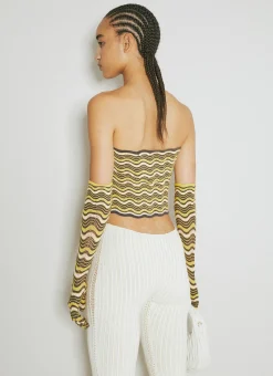 Wave Knit Bandeau Top With Glove Set><noscript><img width=