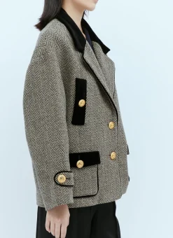 Wool Boucle Herringbone Jacket></noscript>Gucci Hot