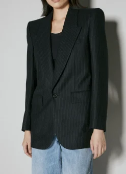 Wool Pinstripe Blazer><noscript><img width=